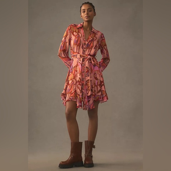 FARM Rio Orange Red Notched Collar Wrap Dress - Picture 1 of 3